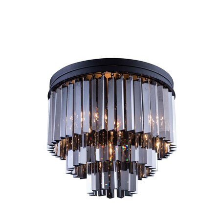 Elegant Lighting Sydney 9 light Matte Black Flush Mount Silver Shade (Grey) Royal Cut C 1201F20MB-SS/RC
